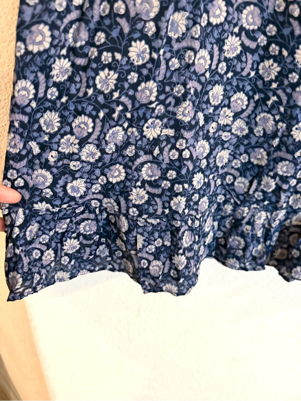 Lucky Brand Womens Shirt Blouse Blue Floral Short Sleeve Lace Plus Size 3X